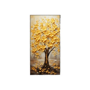 Cuadro Decorativo de Pared con Diseño de Árbol del Dinero, Pintura al Óleo sobre Lienzo, Marco Negro Rectangular, Estilo Chino Moderno, Decoración para Entrada o Puerta - Product Image 5