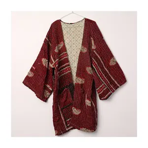 Fabrikant Vrouwen Kimonos Indiaanse Handgemaakte Womans Jas Boho Gewaden Vintage Kantha Jasje Kantha Kimono Strandkleding Dames Kleding