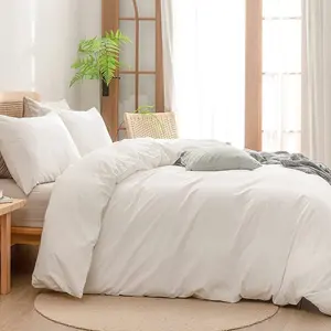 300TC ropa de cama de algodón percal blanco liso 4 piezas juego de sábanas king size para hotel