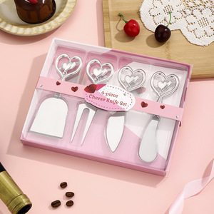 Ensemble de couteaux à fromage en acier inoxydable 4 pièces, design cœur, spatule à beurre, couteau à crème, spatule à pizza, outils de cuisine - Product Image 2