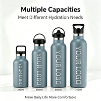 Bouteille d'eau isotherme à double paroi en acier inoxydable, plusieurs capacités, sans BPA, isolation thermique, écologique, OEM/ODM