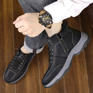 Men Winter Snow Boots <b>Ankle</b> High Round Toe Synthetic Upper Plush Lining Rubber Outsole Anti-Slippery EVA Midsole Warm Outdoor - Product Image 3