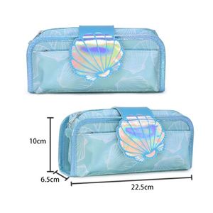 Nouvelle collection <span class=keywords><strong>2023</strong></span> : Trousse à crayons Kawaii 2-en-1 en toile avec grande fermeture éclair, holographique et durable – Vente en gros - Product Image 2