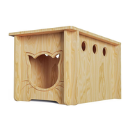 Nichoir rectangulaire moderne en pin massif pour chats, durable, avec fermeture personnalisable, pour chats errants, toutes saisons, usage intérieur
