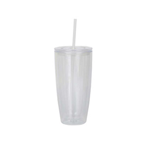 Vaso tipo globo de nieve de 20 oz, transparente, preperforado con pajita. - Product Image 6