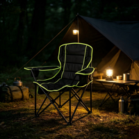 Chaise pliante moderne en acier avec accoudoirs, extra large et large, portable, pour le camping, la pêche et les pique-niques en plein air