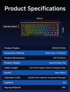 EWEADN DK63 60% 有线/三模式 RGB 可充电电脑无线机械键盘 63% 游戏磁吸游戏键盘 - Product Image 6