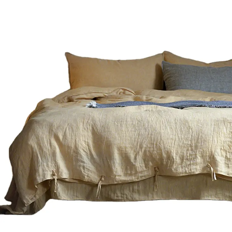 Bedding french flax linen queen bed sheet set 100 linen bed linen luxury duvet cover wholesale duvet cover sets