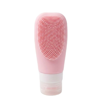 Botella de Viaje de Silicona Suave Personalizada con Cepillo Exfoliante Facial Integrado, Proveedor de Frascos de Viaje