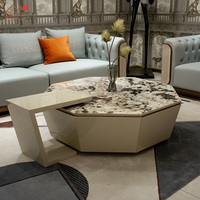 Ensemble de tables basses de luxe italiennes modernes à plateau octogonal miroir en laque blanche pour salon