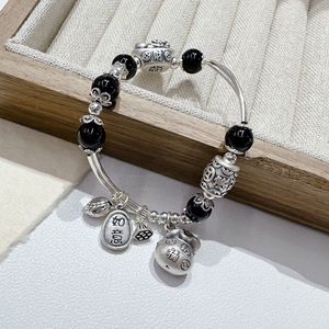 Vintage Style Agate Money Bag Bracelet S925 Sterling <b>Silver</b> Antique Lotus Seedpod <b>Charm</b> For Women Lucky Wealth Fortune Jewelry - Product Image 1