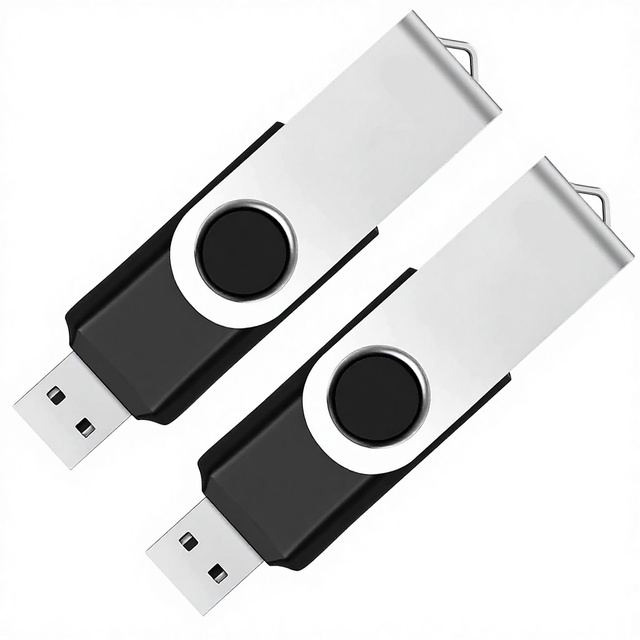 New Custom 2 Pack 128GB Metal USB 2.0 Flash Drive with Fold Storage and Swivel Design-Black Gift Box