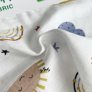 check double cloth digital printing 70 bamboo 30 cotton infant bamboo fabric for clothes