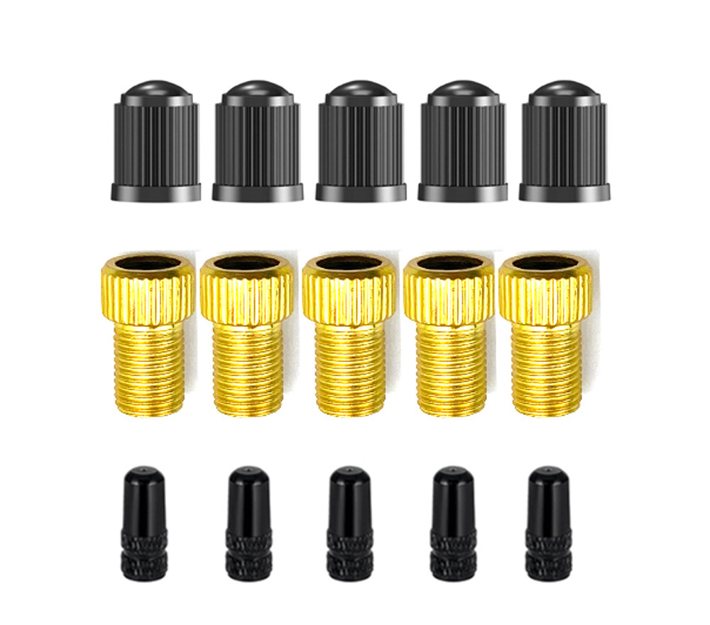Five copper straight joints, five black