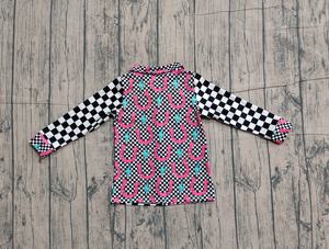 GT11509 RTS Pullover baby girl adorable Boutique <b>Plaid</b> print pullover kids toddler child clothing shirt set - Product Image 2