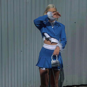 Otoño nueva ropa de <span class=keywords><strong>mujer</strong></span> transfronteriza moda cuello a medida Terry Cuff corto pequeño <span class=keywords><strong>traje</strong></span> de negocios mujeres - Product Image 4