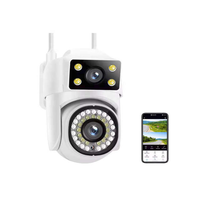 Ptz Dome Cam Auto Tracking Dual Lens Waterproof IP 66 Wireless Outdoor SQCOM APP With Two Way Audio WIFI Network CCTV Camera