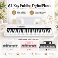 Livraison rapide, grand stock disponible, piano pliable, logo, idéal pour les voyages, rangement compact, clavier de piano numérique 61 touches