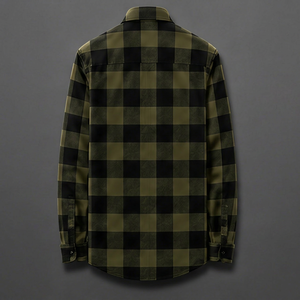 Chemise en flanelle à carreaux à manches longues pour homme de haute qualité, coupe classique, décontractée, en coton, boutonnée - Product Image 2