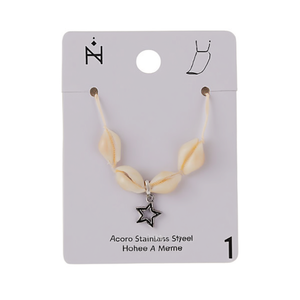 Chaîne de cheville en coquillage avec breloques en acier inoxydable, style bohème, pour femme, bijoux cadeau - Product Image 2