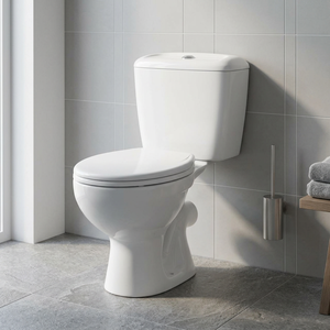Inodoro de lujo europeo de dos piezas con descarga dual, sifón en P, cerámica sanitaria, conjunto de WC - Product Image 6