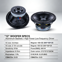 Altavoz de graves MB12X351 de 12 pulgadas, 600W, 8 ohmios, bobina de voz de 3.5'' para escenario, equipo de sonido profesional, imán 100QZ OEM