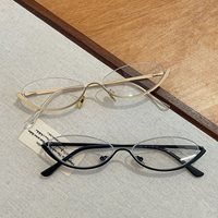 Montures optiques tendance pour femmes, lunettes anti-lumière bleue pour myopie, montures de lunettes en métal haut de gamme, ovales rétro, semi-cerclées