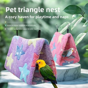 รังนกฤดูหนาวแบบสามเหลี่ยม ทำจากผ้าสักหลาดและผ้าฝ้าย สำหรับนกบุดเจียร์ นกแม็กพาย และนกแก้วขนาดเล็ก - Product Image 2