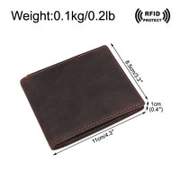 Set Dompet Kulit Asli Pria Crazy Horse dengan Logo Kustom Gratis, Anti RFID, Kulit Full Grain, Dilengkapi Jendela ID
