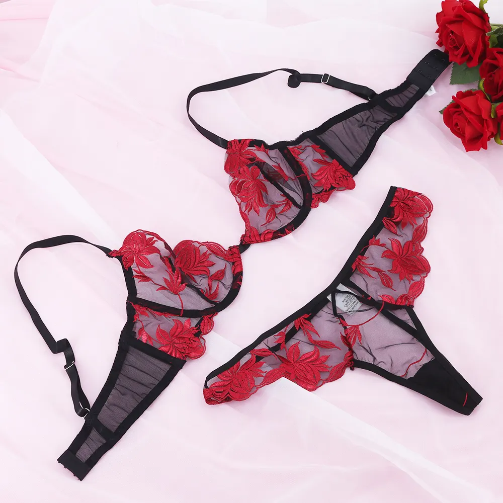 Black Rose Fashion Elegant Erotic Sexy Lingerie Embroidery Thong Adult Erotic Lingerie Women