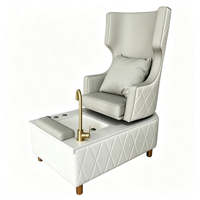 Fauteuil de pédicure de luxe à dossier haut, fauteuil de manucure spa, station de spa pour les pieds avec lavabo, robinet doré, mobilier de salon de manucure