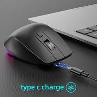 Nouvelle souris de jeu ergonomique sans fil noire 2,4 G avec recharge USB, rétroéclairage RVB, design léger