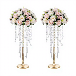 LEDA Decoración de Lujo para Bodas y Hogar, Centros de Mesa Elegantes, Jarrones de Metal Dorado, Soportes para Flores de Alta Calidad - Product Image 1