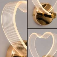 2026 Superbe Applique Murale LED en Forme de Cœur, Style Nordique Moderne Minimaliste, Luxe, en Aluminium Gravé Doré et Acrylique, Intensité Réglable, Haute Qualité