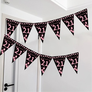 Striscione Decorativo Triangolare Oro <span class=keywords><strong>Rosa</strong></span> per <span class=keywords><strong>Compleanno</strong></span> <span class=keywords><strong>con</strong></span> Motivo 'Happy Birthday' 50 Puntini e Stelle, Stile Nero e <span class=keywords><strong>Rosa</strong></span>, Accessori per Feste - Product Image 3