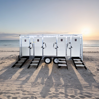 WC mobile extérieur moderne personnalisé modèle HTL PST-W, panneau sandwich, WC portable de luxe, système d'eau double, garantie 1 an