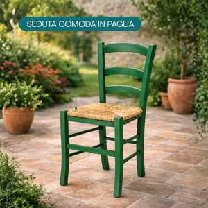 Sedia Rustica in Legno Azzurra con Seduta in Paglia 43x42x86 Cm, Robusta e Tradizionale per Casa e Cucina - Product Image 3