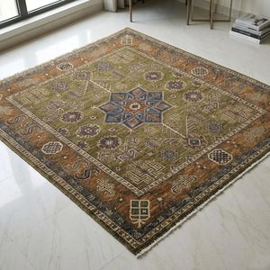 Alfombra de Lana Tribal Vintage Anudada a Mano para Sala de Estar, Dormitorio, Comedor, Interiores de Villas y Hoteles con Tejido Artesanal - Product Image 5