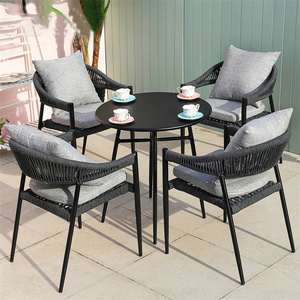 Outdoor Cafe <strong>Chair</strong> Garden Furniture Stackable Metal Aluminum Rattan Dining Arm <strong>Chair</strong> With Cushion - Product Image 2