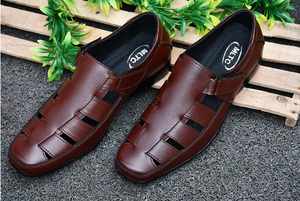 Sandalias de cuero marrón para hombre, calzado informal ultracómodo, ligero y transpirable con amortiguación suave y antideslizante - Product Image 2
