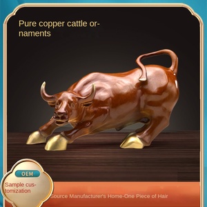 Adornos de <span class=keywords><strong>Ganado</strong></span> de Cobre, Wangshi Niuhuang, Decoración para Sala de Estar, Artesanía China - Product Image 4