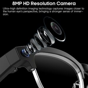 Lunettes intelligentes Hellibito AI avec caméra 8MP, vidéo 1080P, cadre carré, traduction en temps réel, enregistrement audio - Product Image 2
