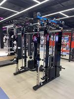 Machine Smith multifonction avec triple blocs de poids de 80 kg, presse à jambes, rack de musculation et entraîneur à câble – Équipement de gym