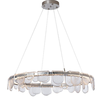 Lustre Jingshi en métal argenté, avec pampilles en verre texturé superposées, éclairage de plafond pour la maison à l'éclat chaleureux