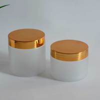 Pot de crème en plastique givré avec couvercle en plastique doré emballage cosmétique Récipient cosmétique en plastique bouteille de beurre corporel vente en gros
