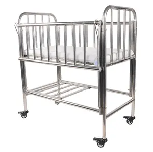 Cama de bebê médica de aço inoxidável, cama com colchão 3cm para uso hospital e clínico