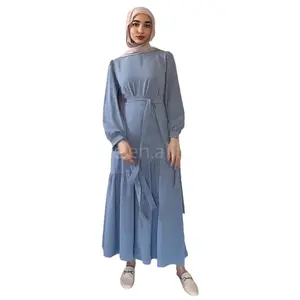 Zhzhe Timur Tengah elegan Dubai Abaya tinggi leher lengan panjang mode lengan panjang renda gaun Halter Set