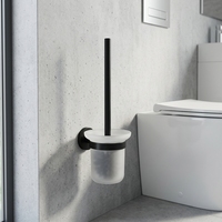 Support mural pour brosse de toilette en acier inoxydable 304 noir, support pour brosse de nettoyage WC