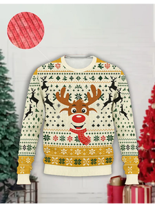 <span class=keywords><strong>Pull</strong></span>-over d'hiver pour homme, personnalisé, respirant, anti-plis, en tricot jacquard à imprimé animal, à manches longues, style décontracté et festif <span class=keywords><strong>de</strong></span> Noël - Product Image 3