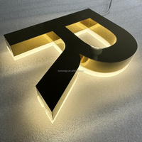 Alphabet d'éclairage LED d'extérieur personnalisé rétroéclairé en 3D, miroir couleur or, enseigne de lettres en acier inoxydable pour magasin de bijoux